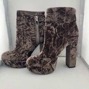 Gianni Bini Brown Velvet Ankle Boots